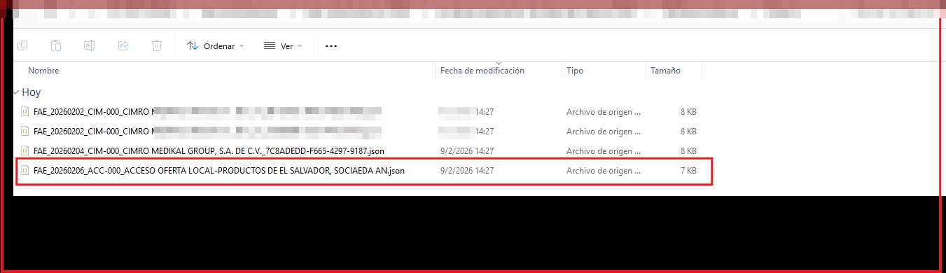 Default — JSON exportados masivamente