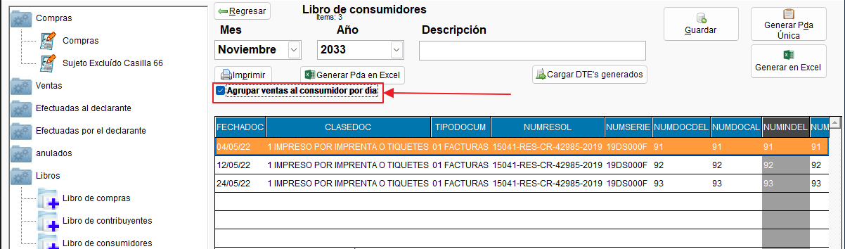 Selección de versión 2 de reportes de ventas al contribuyente"