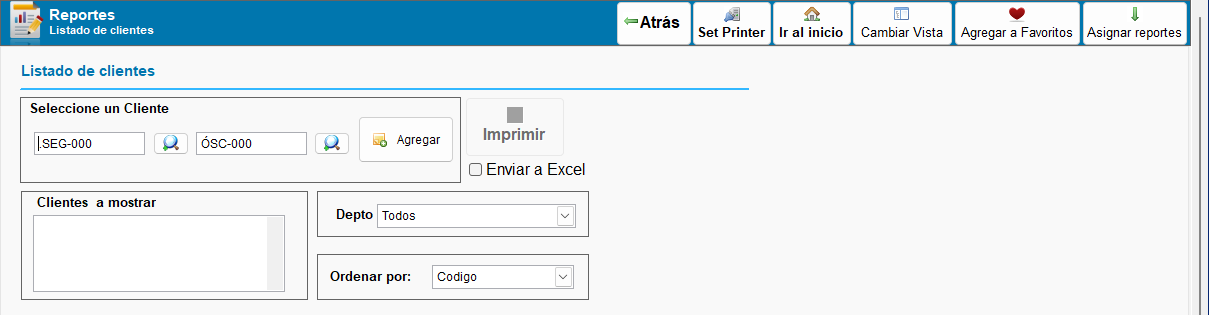 Filtros de reporte listado de cotizaciones emitidas