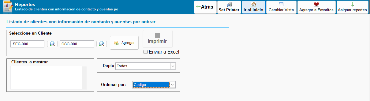 Filtros de reporte listado de cotizaciones emitidas